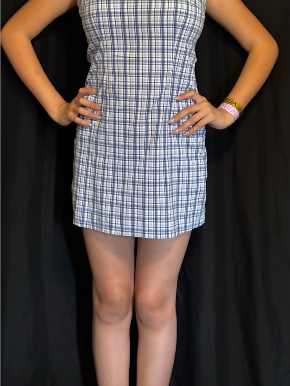 🦋 Summer is here La Belle Blue and White Plaid Mini Dress